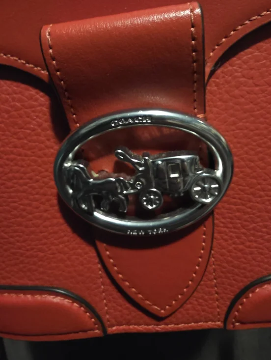 Coach Red Leather Top Handle Crossbody Satchel - Picture 2 of 13